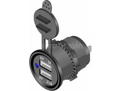 Napájecí zdířka 2xUSB DS2013, 2,1A+1A D255C