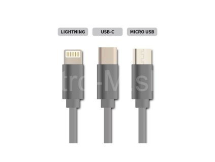 Kabel GETI GCU 01 USB 3v1 stříbrná samonavíjecí 