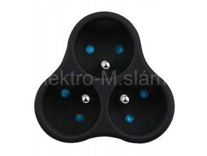 Rozbočovací zásuvka 3x černá P903B