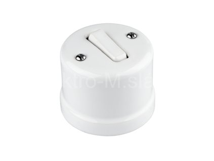 VINTAGE vypínač 1 na povrch bílá klapka keramika K1-R110QM