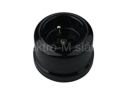 VINTAGE zásuvka na povrch černá na povrch keramika K1-R65MF