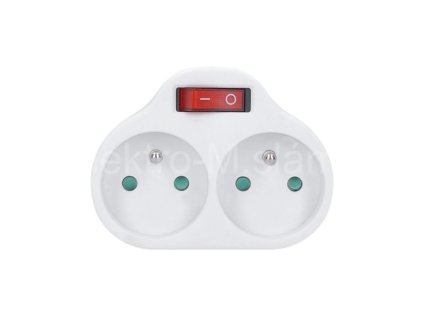 Rozbočovací zásuvka 2x s vypínačem, bílá P97 P904W