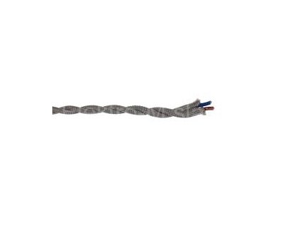 Textilní kabel 2x0,75 šedý splétaný 111403