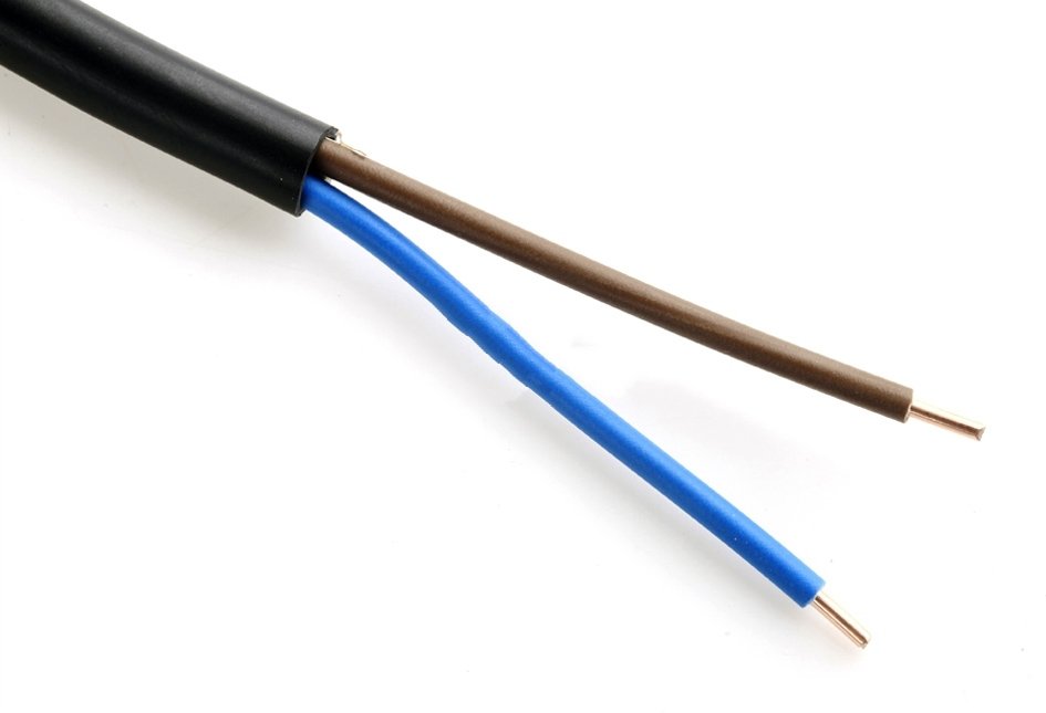 Kabel CYKY-O 2x1,5 (CYKY 2Dx1,5)  modrá a hnědá