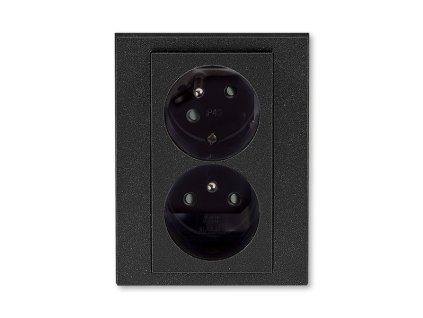 Zásuvka dvojnásobná s ochrannými kolíky, s clonkami, s natočenou dutinou onyx/kouřová černé 5513H-C02357 63