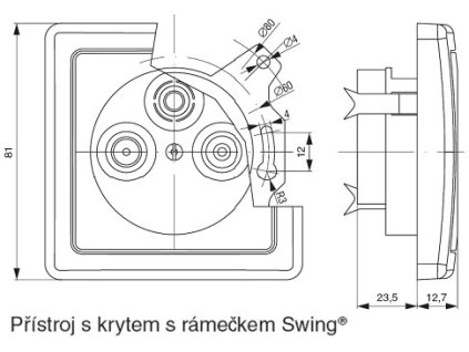 Kryt zásuvky anténní, s vylamovacím otvorem šedá 5011G-A00300 S1