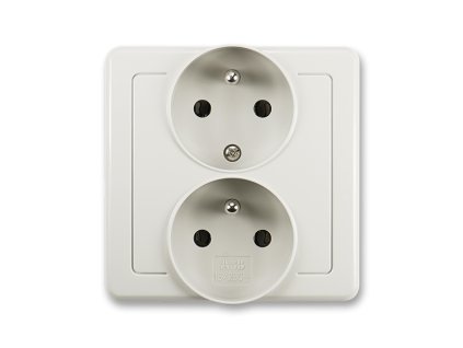 Zásuvka dvojnásobná polozapuštěná s ochrannými kolíky šedá 5512G-C02249 S1