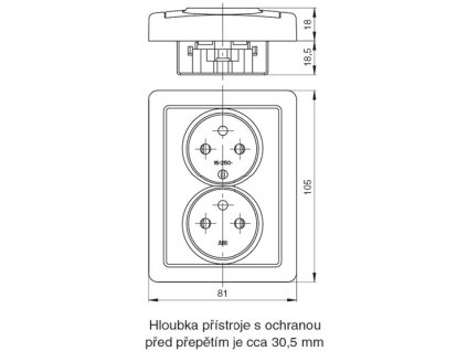 Zásuvka dvojnásobná s ochrannými kolíky, s clonkami, s ochranou před přepětím šedá 5592G-C02349 S1