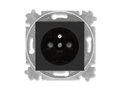 Zásuvka jednonásobná s ochranným kolíkem, s clonkami onyx/kouřová černá 5519H-A02357 63