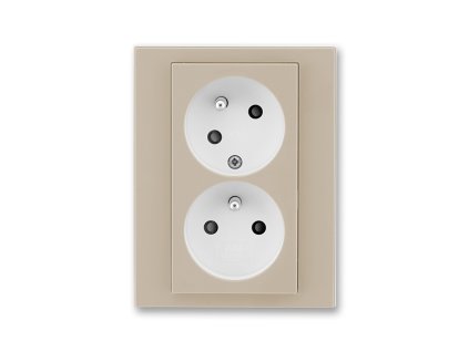 Zásuvka dvojnásobná s ochrannými kolíky, s clonkami, s natočenou dutinou macchiato/bílá 5513H-C02357 18