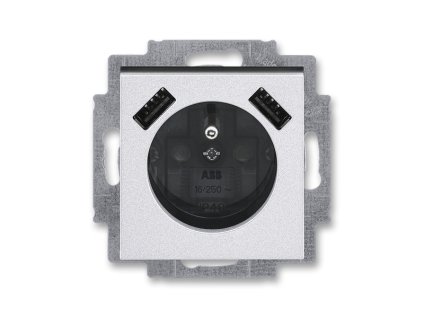 Zásuvka 1násobná s kolíkem, s clonkami, s nabíjením 2x USB-A 5569H-A22357 70