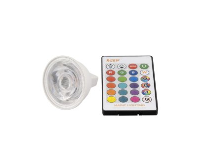 LED žárovka RGBW MR16 3W 60° (Varianta RGB + Teplá bílá)