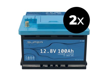 SuperVolt 200Ah 12,8V Set Supervolt LiFePO4 200Ah 12,8V lithiová baterie – sada 2x SX100
