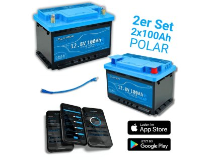 SuperVolt 200Ah 12,8V Polar set Supervolt POLAR LiFePO4 200ah 12,8V lithiová baterie s ohřívačem (2x SX100-P)