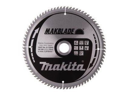 kotouč pilový dřevo MAKBLADE 260x2.3x30mm 80Z = old B-09070
