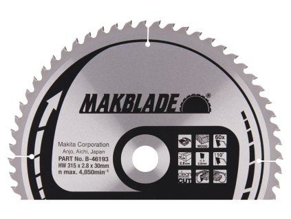 kotouč pilový dřevo MAKBLADE 315x2.8x30mm 60Z STOP