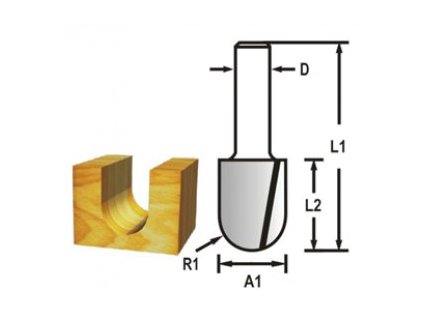 Žlábkovací fréza stopka 6 mm,6,35x12,7x44 mm