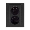 Zásuvka dvojnásobná s ochrannými kolíky, s clonkami, s natočenou dutinou onyx/kouřová černé 5513H-C02357 63