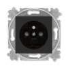 Zásuvka jednonásobná s ochranným kolíkem, s clonkami onyx/kouřová černá 5519H-A02357 63