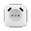 Zásuvka 1násobná s kolíkem a clonkami, s nabíjením 2x USB 5569A-A22357 B