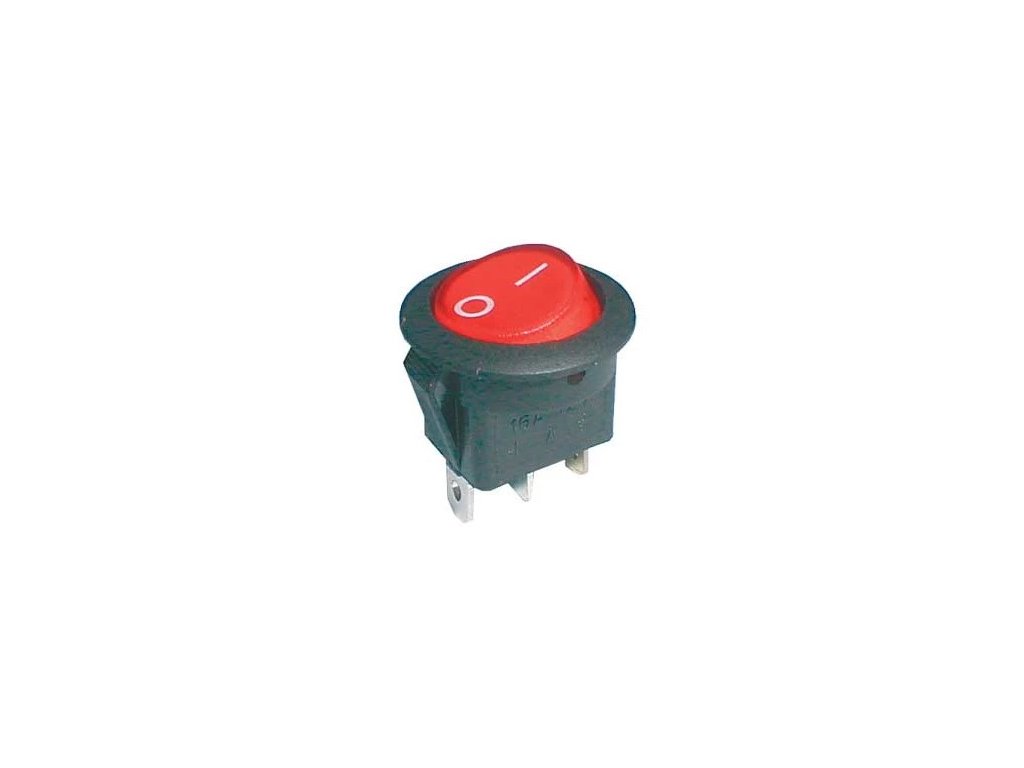 Mini kolískový vypínač červený okrúhly 250V STV 11