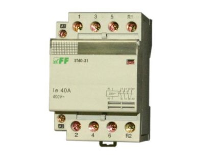 1613113 ST63-40 Stýkač 3 mod. na DIN lištu, 230V AC, 63A, AC1 24kW / AC3 8,5kW, 4x zap.kontakt