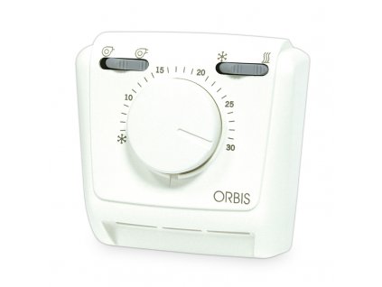 Termostat izbový CLIMA FANCOIL mechanický s vypín. kúrenie-vyp.-klima + dvojrýchlostný vypín. pre ventilátor 10(1,5)A, 5÷30°C