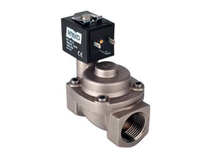 elektromagnetický ventil G1/2" 1901-KH DA,230VAC, 2/2,NC, 0,5/10bar, -10/+180°C,PTFE, zatvorený