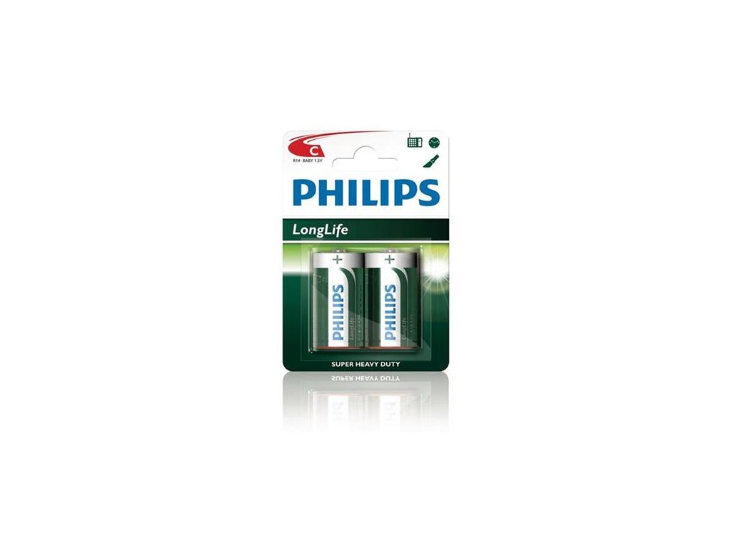 Philips baterie C LongLife zinkochloridová - 2ks, blister