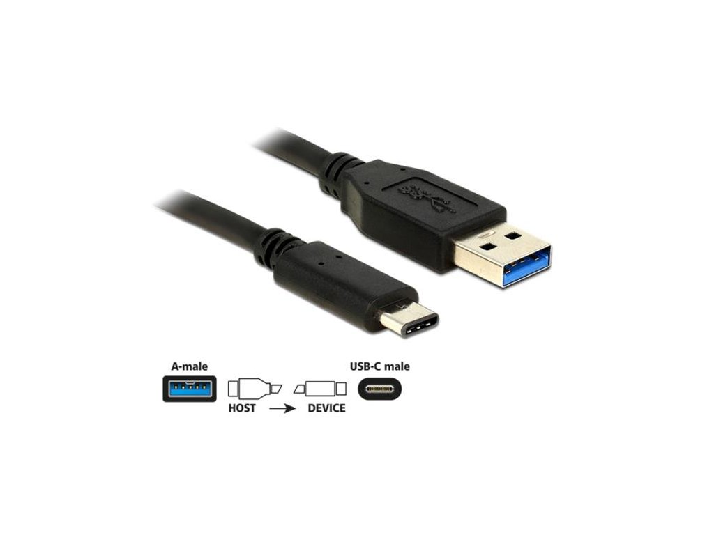 Delock Kabel SuperSpeed USB 10 Gbps (USB 3.1, Gen 2) Typ A samec > USB Type-C™ samec 1 m černý