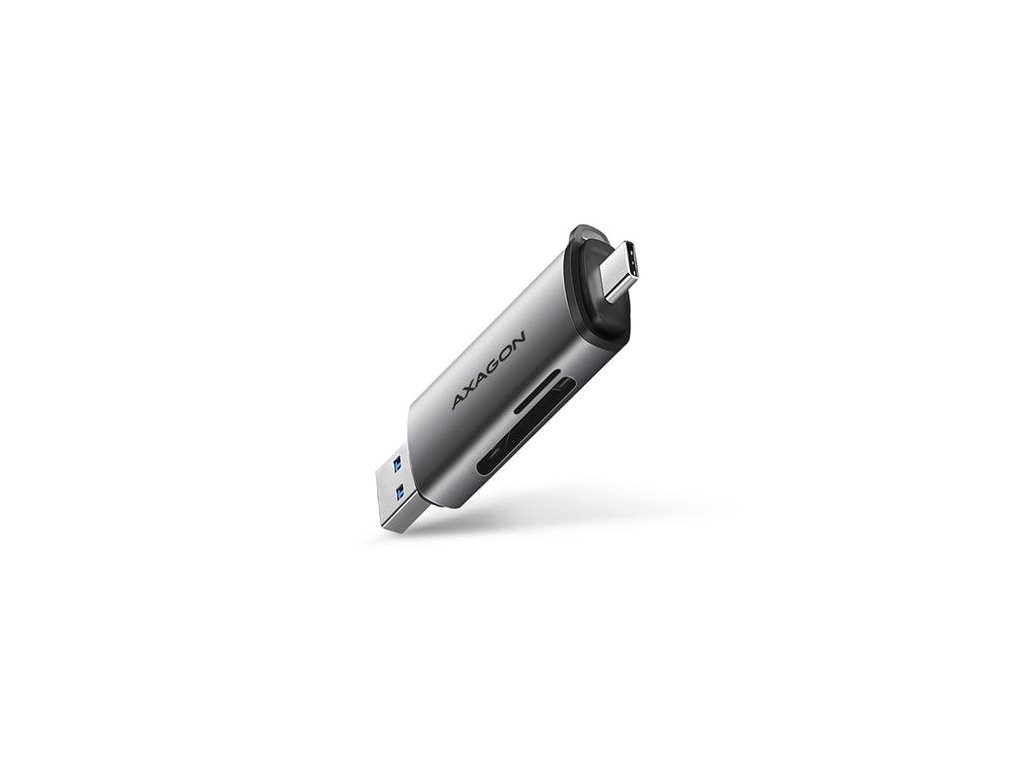 AXAGON CRE-SAC, USB3.2 Gen1 Type-C + Type-A externí čtečka karet SD/microSD, podpora UHS-I