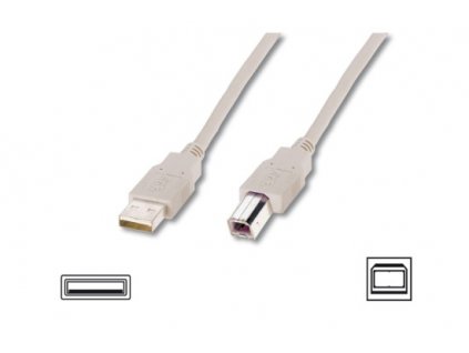 Digitus Připojovací kabel USB 2.0, typ A - B M / M, 1,8 m, šedy