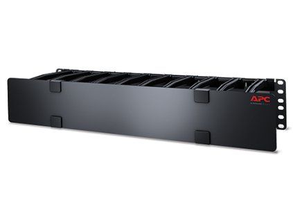 APC Horizontal Cable Manager, 2U x 6" Deep with Cable Tie-off bottom plate, Single-Sided with Cover
