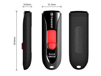Transcend 64GB JetFlash 590, USB 2.0 flash disk, černo/červený