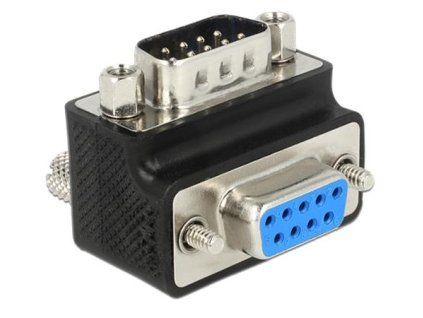 Delock adaptér Sub-D 9 pin samec > samice 90° pravoúhlý matice a šroub měnitelné