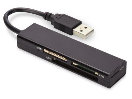 Ednet USB čtečka karet 2.0, 4 porty, Podporuje MS, SD, T-Flash, CF formáty černá