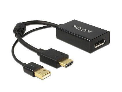 Delock adaptér HDMI-A samec > Displayport 1.2 samice černá