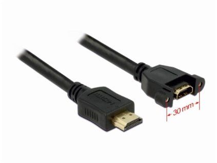 Delock kabel HDMI A samec > HDMI A samice přišroubovatelná  1 m