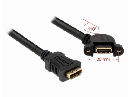 Delock Cable HDMI A samice > HDMI A samice přišroubovatelná 110° nahnutá 25 cm