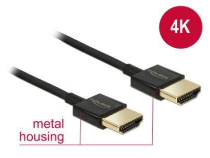 Delock Kabel High Speed HDMI s Ethernetem - HDMI-A samec > HDMI-A samec 3D 4K 2 m Slim Premium