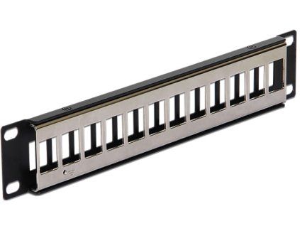 Delock 10” Keystone Patch Panel 12 Port metal black