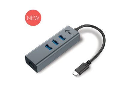 i-Tec USB-C 3.1 HUB 3port Metal + Gigabit Ethernet adaptér, 1x USB na RJ-45