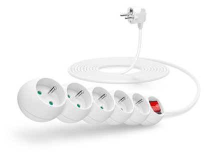CONNECT IT prodlužovací kabel 230 V, 5 zásuvek, 5 m, s vypínačem (bílý)