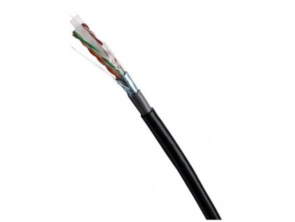 DATACOM FTP drát CAT6 PVC+PE,Fca 305m cívka černý 2-OUTDOOR