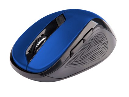 C-TECH myš WLM-02, černo-modrá, bezdrátová, 1600DPI, 6 tlačítek, USB nano receiver