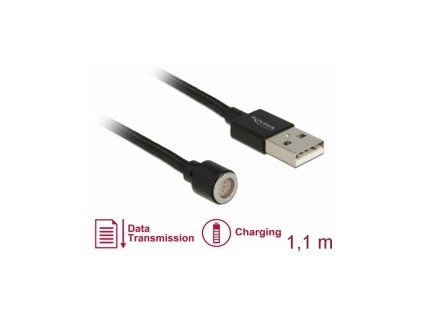 Delock Magnetický USB datový a napájecí kabel cerný 1,1 m