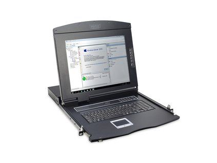 DIGITUS Professional Modular console with 17" TFT (43,2cm), 8-port KVM & Touchpad, german keyboard