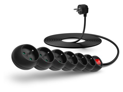 CONNECT IT prodlužovací kabel 230 V, 6 zásuvek, 5 m, s vypínačem (černý)