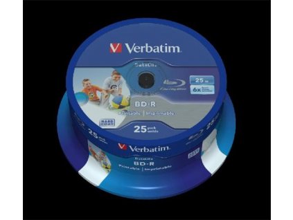 VERBATIM BD-R SL DataLife 25GB, 6x, printable, spindle 25 ks