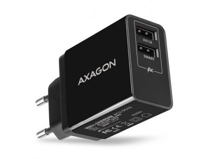 AXAGON ACU-DS16, SMART nabíječka do sítě, 2x USB výstup 5V/2.2A + 5V/1A, 16W